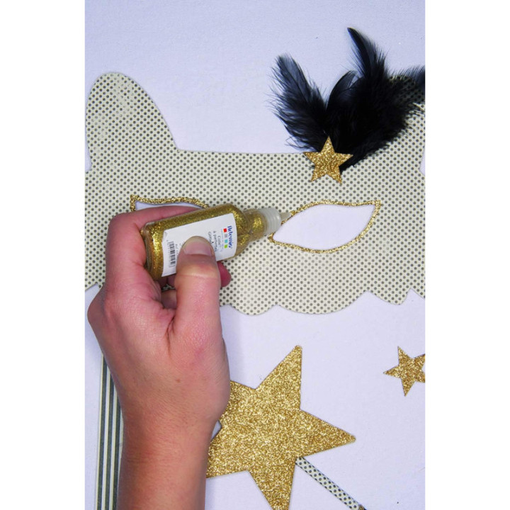 Colle à paillettes - Assortiment 8 couleurs - Papier, bois, plastique - 8x25ml - Scrapbooking