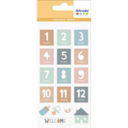 Stickers - 3D - Naissance - Mois - Bébé - Faire-part - Scrapbooking - 17 pièces