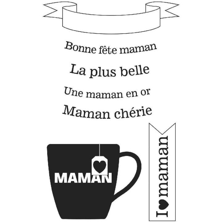 Tampons - Bonne fête maman - Transparent - 9x14cm - Scrapbooking - Carterie