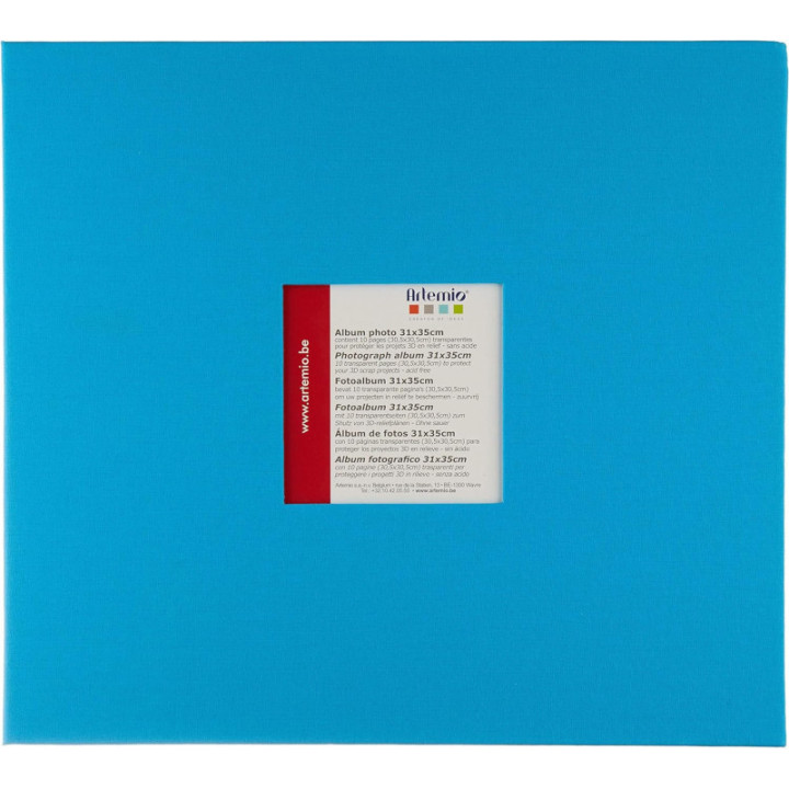 Album photos - 31x35cm - 10 pages - Couverture cartonnée avec fenêtre - Turquoise