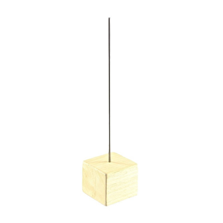 Socle en bois - Avec tige métal - Pour maintenir les sculptures - 7x7x30cm - Powertex