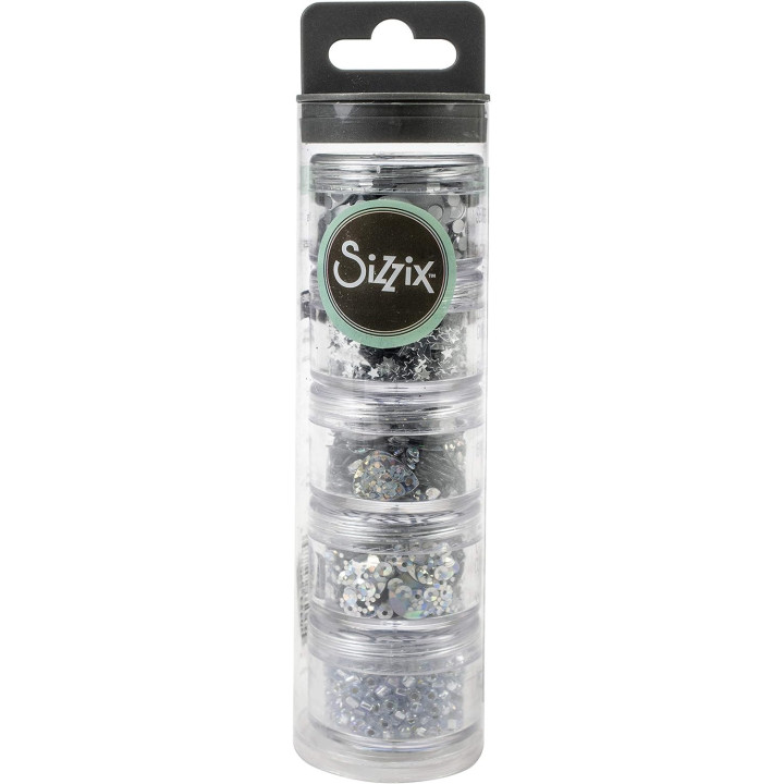 Sequins - Perles - Argent - Assortis formes - Carterie, scrapbooking - Sizzix