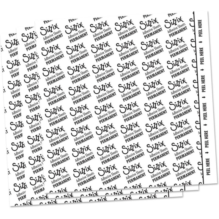 Feuilles adhésives - Permanente - 10 pièces - 15,24x15,24 cm - Scrapbooking - Sizzix