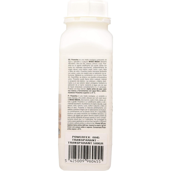 Powertex - Durcisseur - Médium - Tissus, papier, carton - Transparent - 500g