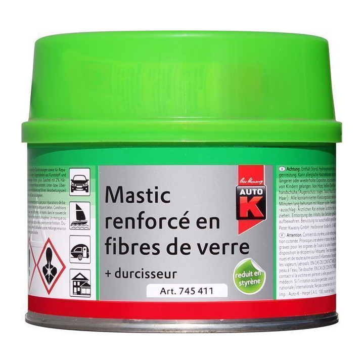 Mastic - Armé - Renforcé - Fibres de verre - Pour métal et carrosserie - 500G - Auto K