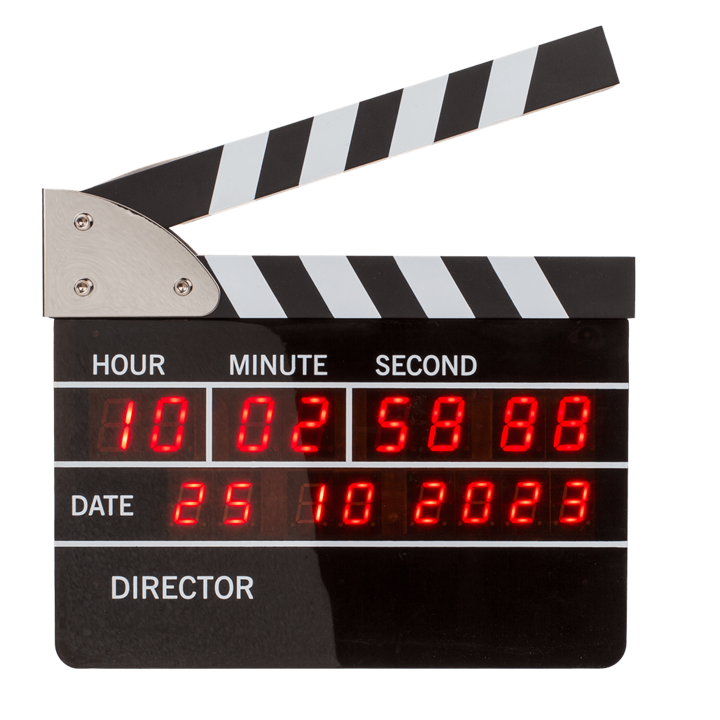 Réveil - Horloge - Clap de cinéma - LED - 22x16cm - Idées cadeaux - Original