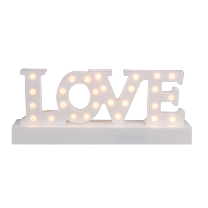 Lampe à poser - Love - LED - Blanc - Décoration - Mariage - 29,5x12x5,5cm