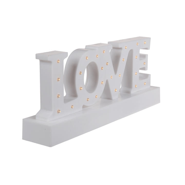 Lampe à poser - Love - LED - Blanc - Décoration - Mariage - 29,5x12x5,5cm