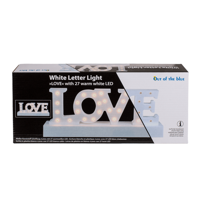 Lampe à poser - Love - LED - Blanc - Décoration - Mariage - 29,5x12x5,5cm