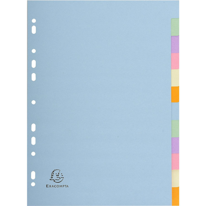 Intercalaires - Pour classeur - 12 positions - A4 - Carton rigide - Exacompta