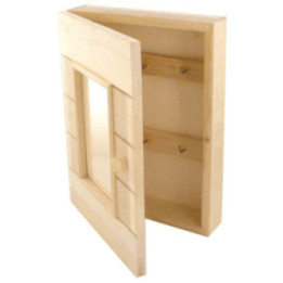 Armoire à clés - Avec cadre photo - A décorer - Bois - 20 x 26 x 5 cm