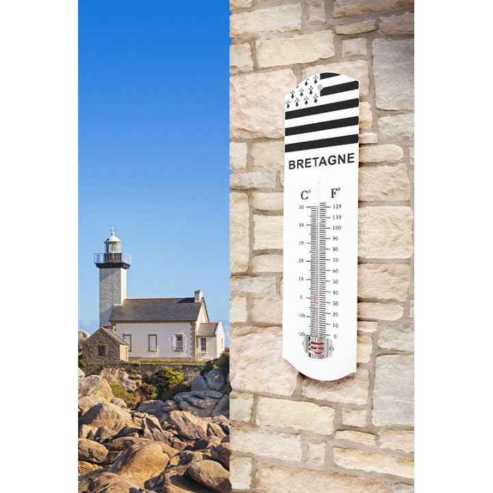 Thermomètre mural - Bretagne - Décoration - Métal - 26,5x7cm - Idées cadeaux