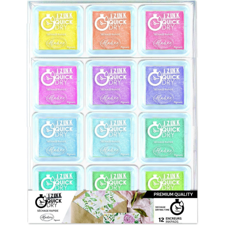 Encreurs - Loisirs créatifs - Carterie - Assortiment 12 couleurs - Izink - Aladine