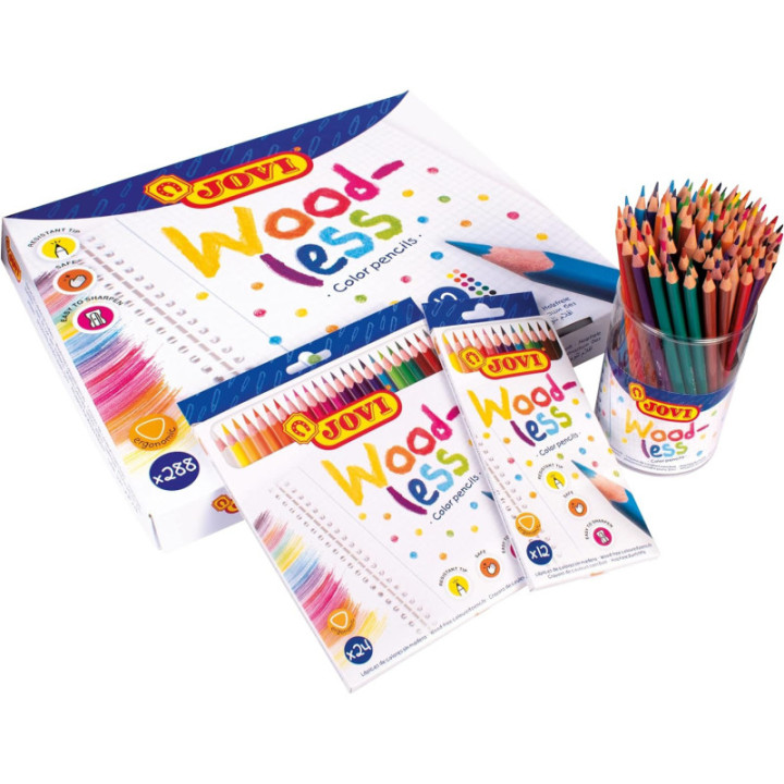 Crayons de couleurs - Sans bois - 84 couleurs vives - Mine résistante - Jovi