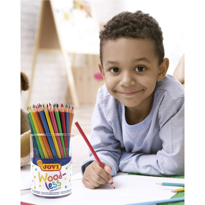 Crayons de couleurs - Sans bois - 84 couleurs vives - Mine résistante - Jovi