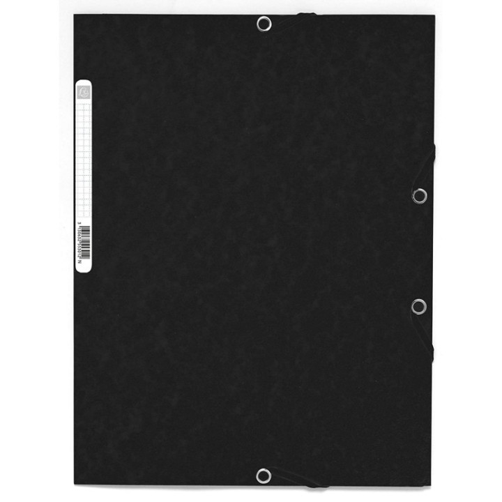Chemise à élastiques - 3 rabats - Noir - 24x32cm - Cartonnée - Exacompta