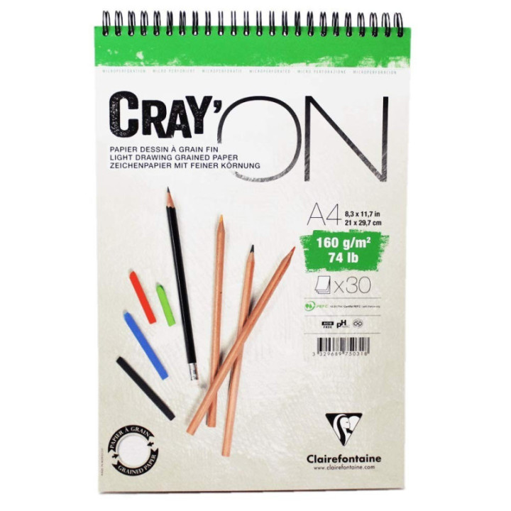 Bloc Cray'On A4 - 30 Feuilles - 160G - Spirales - Clairefontaine