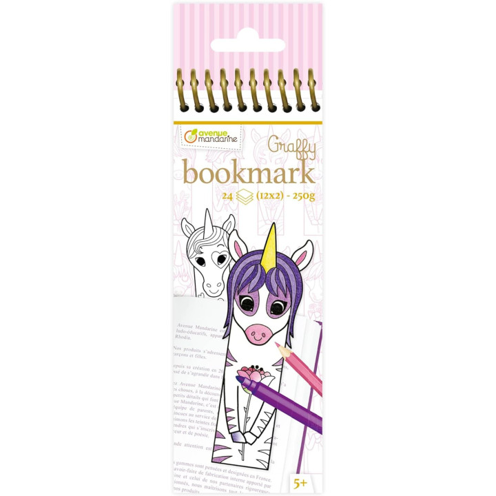 Coloriage - Enfant - Marque-pages à colorier - 24 modèles - Licorne - Dès 5 ans