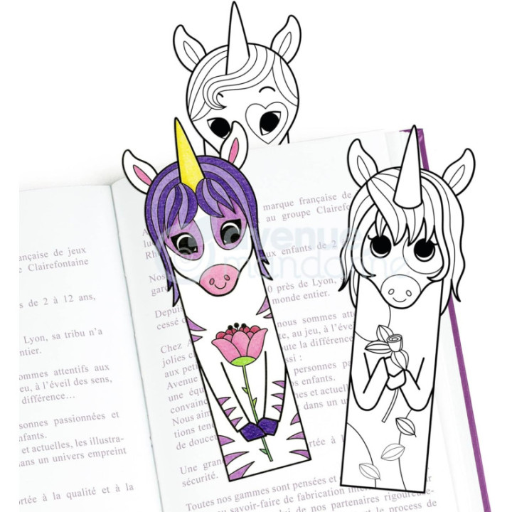 Coloriage - Enfant - Marque-pages à colorier - 24 modèles - Licorne - Dès 5 ans