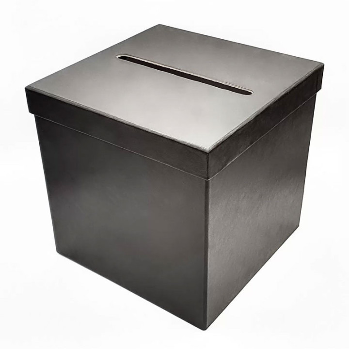 Urne - Carré - Noir - 20x20x20cm - Anniversaire, cagnotte, événement - Personnalisable