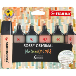 Surligneurs - STABILO Boss Original - NatureColors - Couleurs nature - Pochette de 6