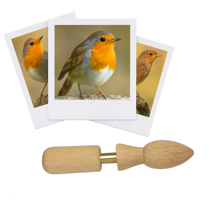 Appeau - Oiseau - Rouge gorge - Chant oiseau - Bois - 11cm