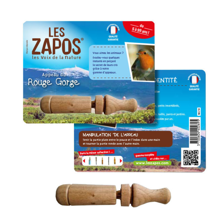 Appeau - Oiseau - Rouge gorge - Chant oiseau - Bois - 11cm
