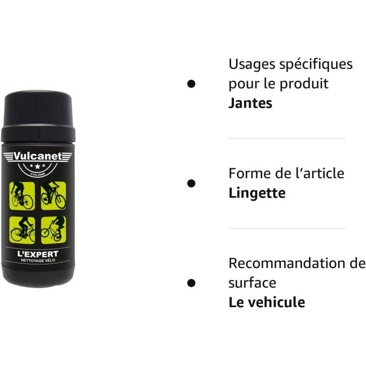 Vulcanet - Nettoyage vélo, VTT - Lavage sans eau - Lingettes + chiffon