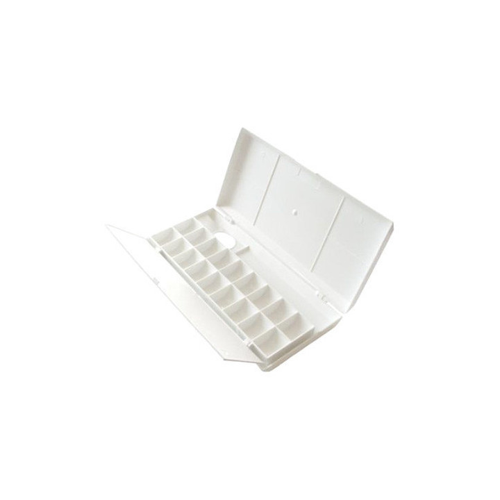 Palette en plastique - Rectangulaire - 2 plateaux - 18 espaces pour godets - Aquarelle