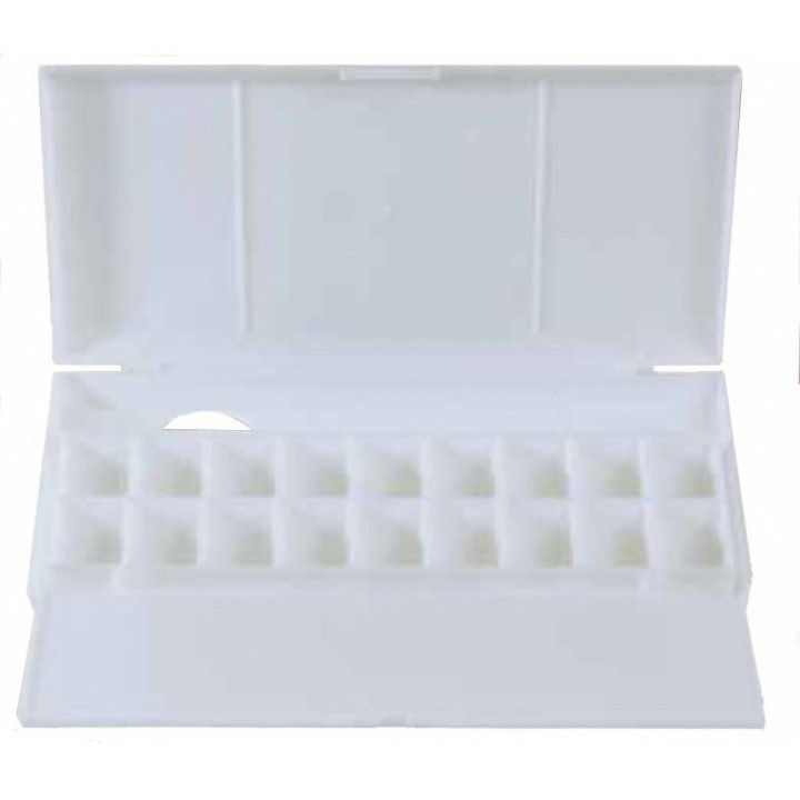 Palette en plastique - Rectangulaire - 2 plateaux - 18 espaces pour godets - Aquarelle