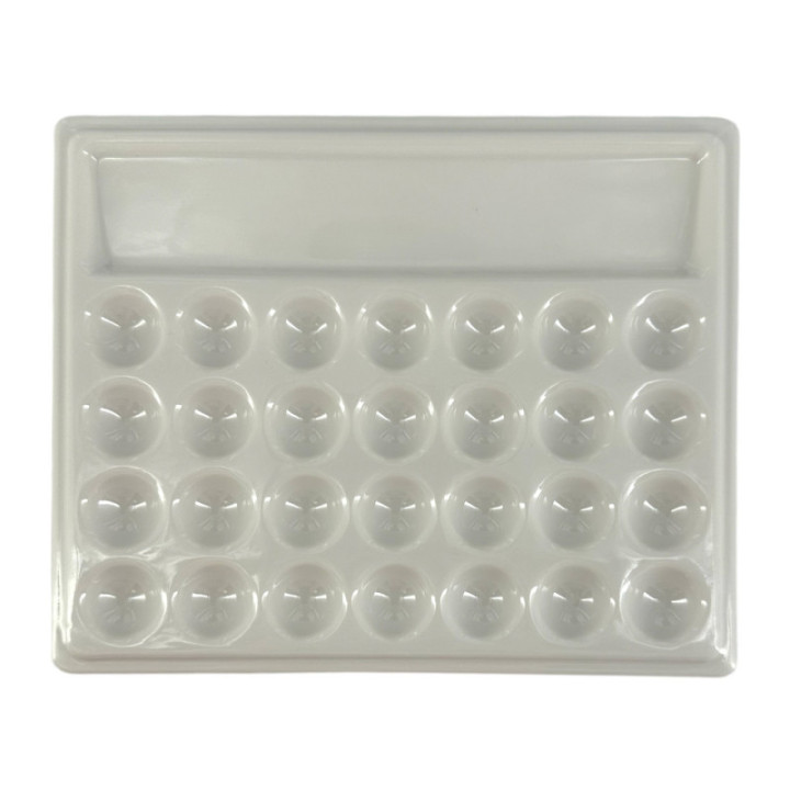 Palette en plastique - Imitation porcelaine - 29 compartiments - 19x15,5cm - Aquarelle
