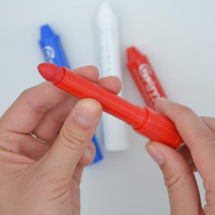 Maquillage - 3 sticks - Bleu, blanc et rouge - Déguisement - Supporteur - Hypoallergénique
