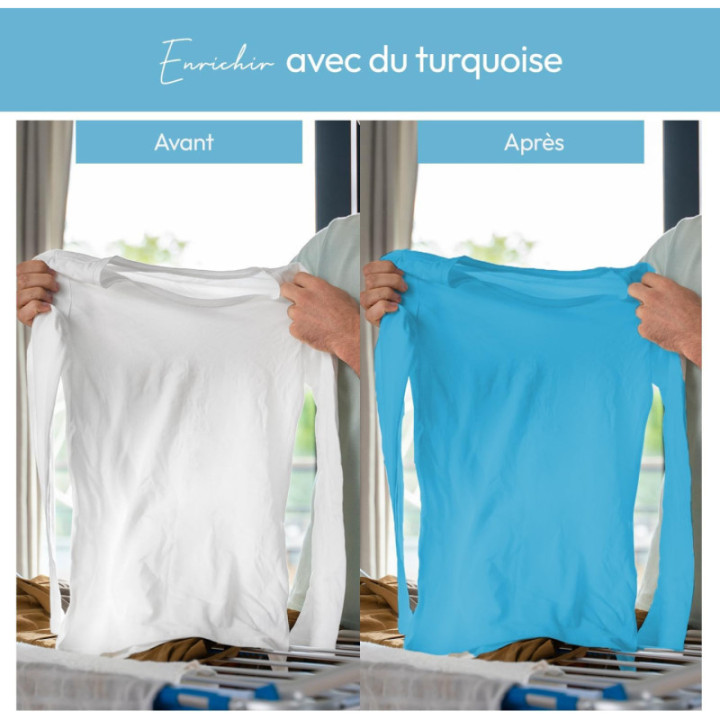 Teinture textile - Tout-en-un - Vêtements - Tissus - Turquoise - 350g - Haute couture