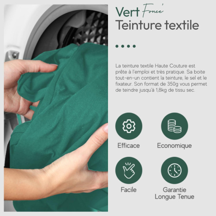 Teinture textile - Tout-en-un - Vêtements - Tissus - Vert foncé - 350g - Haute couture