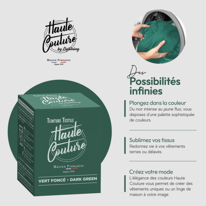 Teinture textile - Tout-en-un - Vêtements - Tissus - Vert foncé - 350g - Haute couture