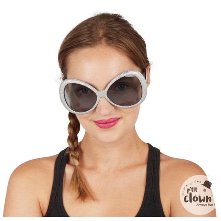 Lunettes de soleil - Paillettes - Argent - Disco - Déguisement - Soirées - Années 80