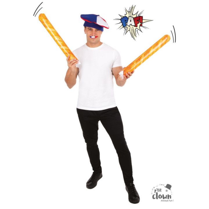 Clap clap gonflable - Baguette - Supporteur - Equipe de France - 55cm - Lot de 2 pièces