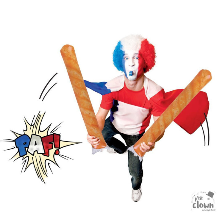 Clap clap gonflable - Baguette - Supporteur - Equipe de France - 55cm - Lot de 2 pièces