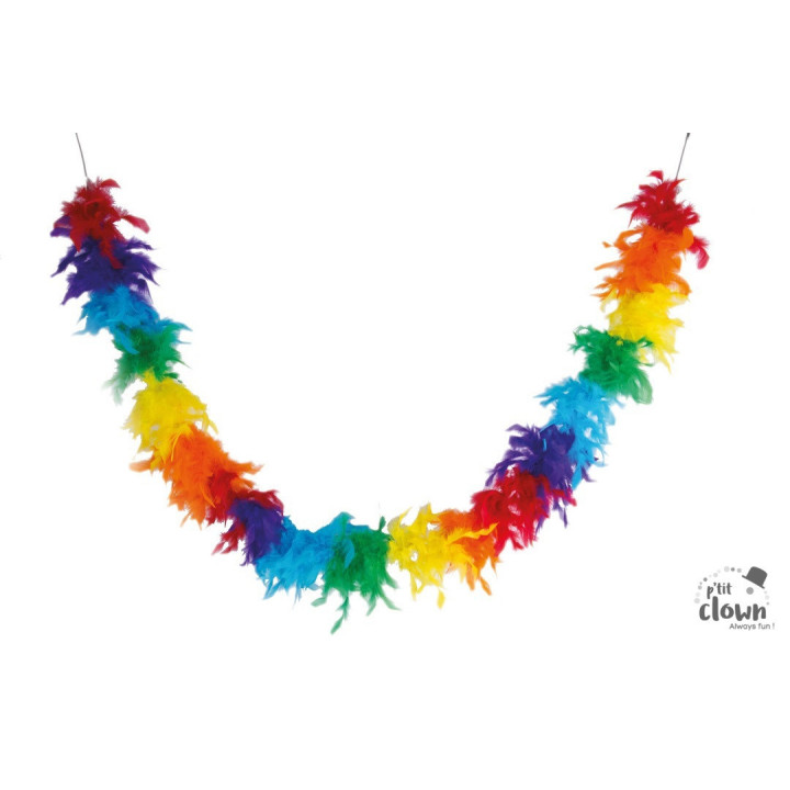 Boa à plumes - Multicouleurs - Déguisement - Clown - Soirées - 1,80m longueur
