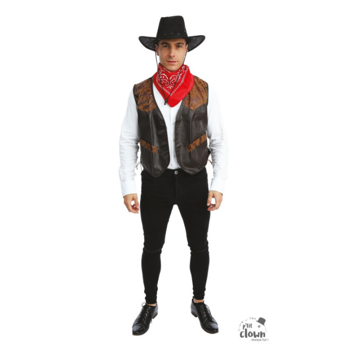Gilet de cowboy - Pirate - Sans manche - Marron - Déguisement - Taille unique