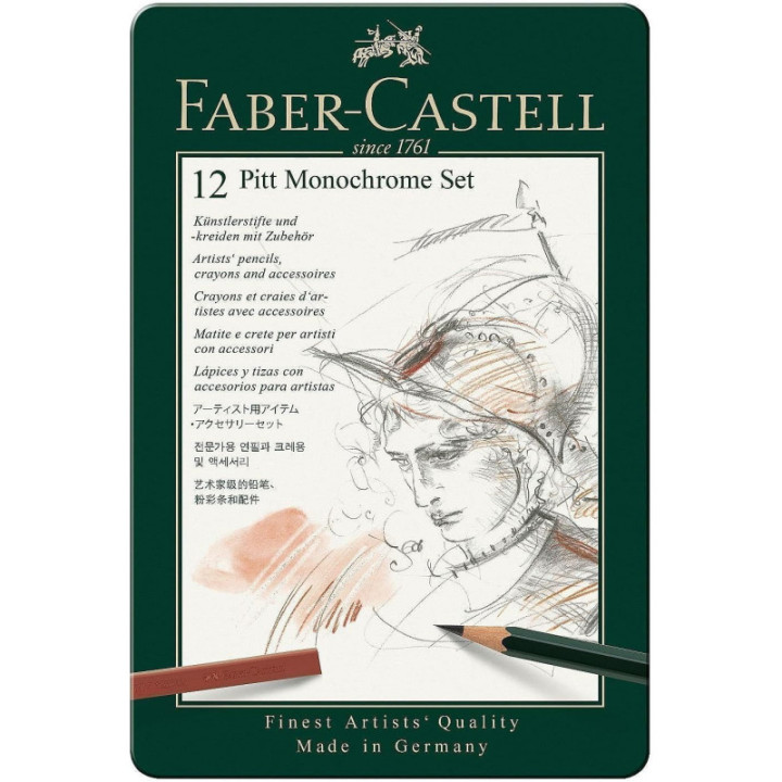 Crayons graphite - Dessin - Esquisse - Faber-Castell - Pitt Monochrome - 12 pièces