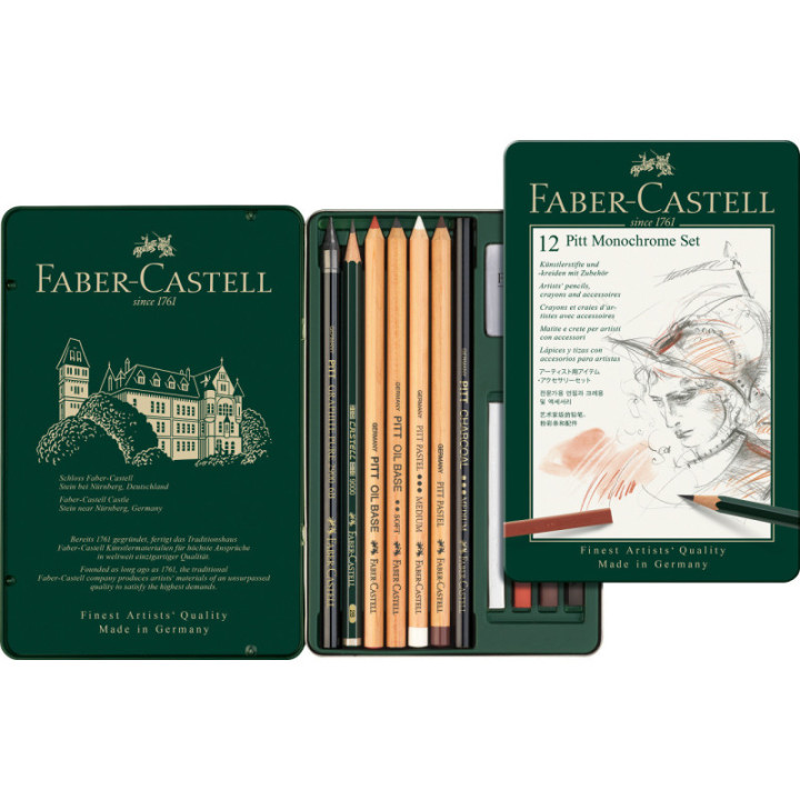 Crayons graphite - Dessin - Esquisse - Faber-Castell - Pitt Monochrome - 12 pièces