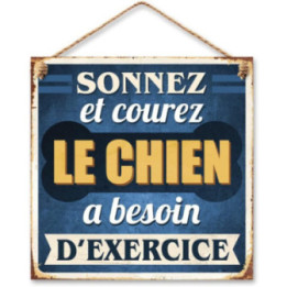 Plaque vintage - Sonnez et courez - Métal - 20x20cm - A suspendre - Décoration