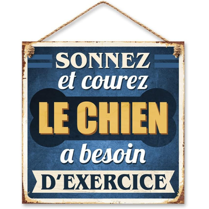 Plaque vintage - Sonnez et courez - Métal - 20x20cm - A suspendre - Décoration