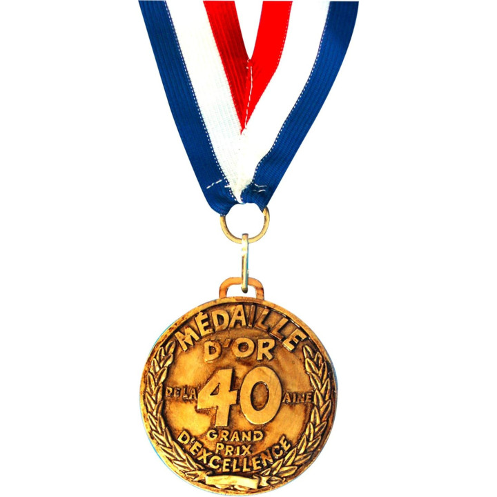 Médaille d'or - 40 ans - Quarantaine - Anniversaire - Humour