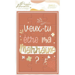 Carte - Annonce naissance - Baptême - Veux tu être ma marraine ? - Puzzle