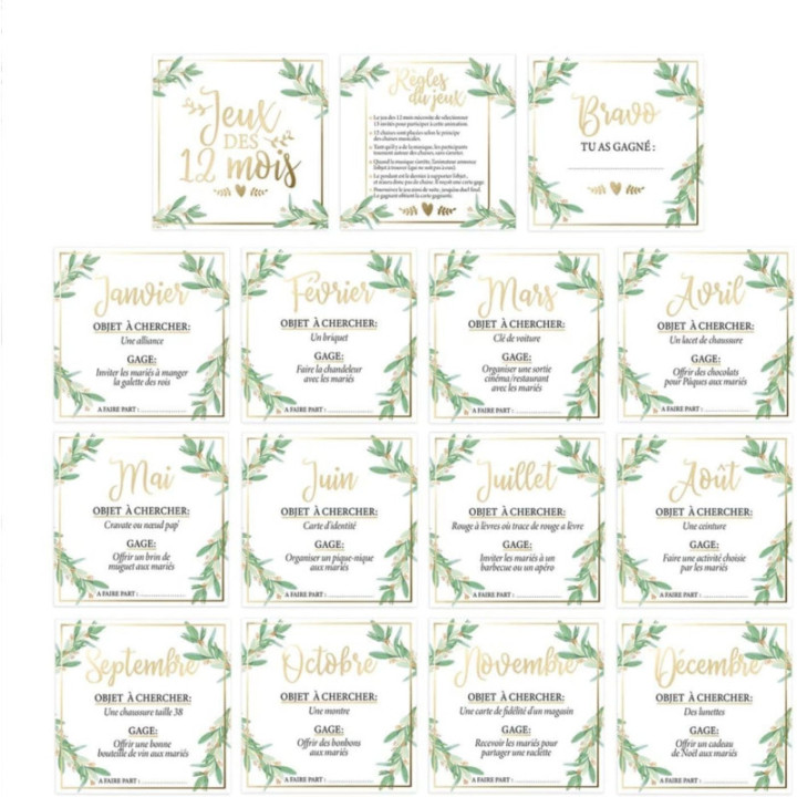 Jeu des 12 mois - Animation - Mariage - Vive les mariés