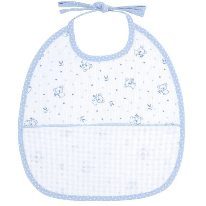 Petit bavoir - Bébé - 3 mois - A broder - Bleu/motif koala - Cadeau naissance