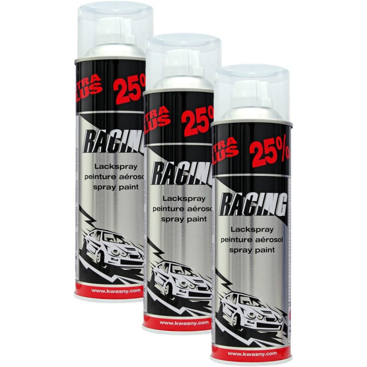3 bombes de vernis - Brillant - Carrosserie voiture - Racing - Transparent - 500ml