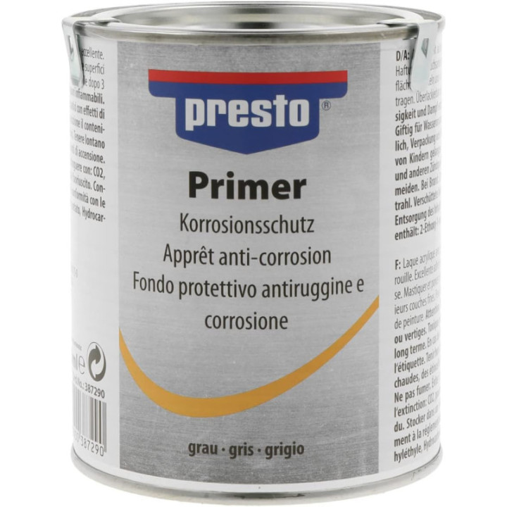 Apprêt - Primaire - Anti-corrosion - Gris - Pour métal - Presto - Pot de 750ml